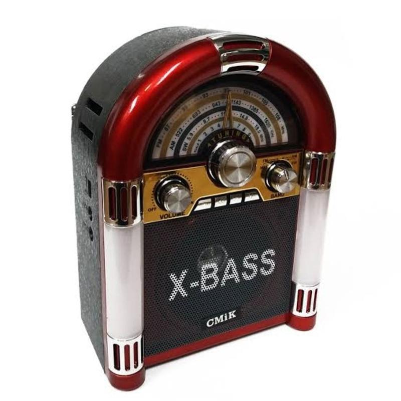 Mini jukebox caixa de som radio am fm usb bluetooth mp3 com led